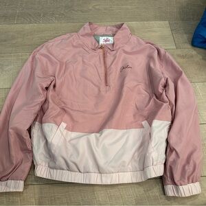 JUSTICE GIRLS PINK WATER RESISTANT 3/4 ZIP JACKET SIZE 18/20